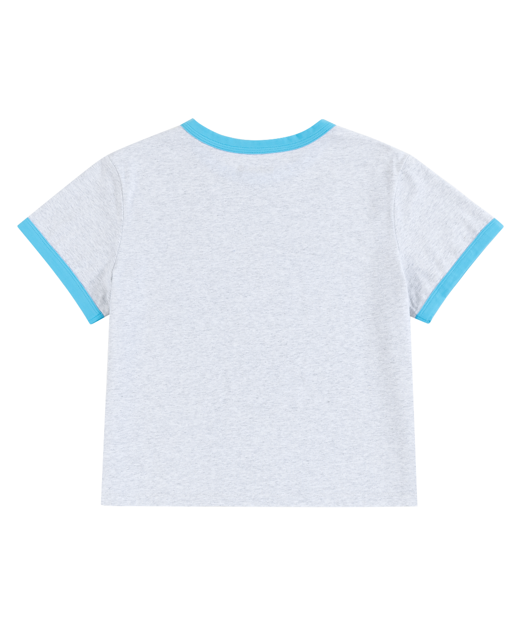 Cropped Logo Ringer - Heather Gray/Baby Blue