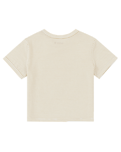 Cropped Striped Tee - White/Yellow