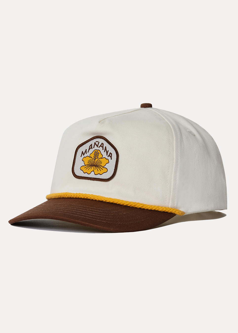 Hibiscus Twill Hat - Off White / Brown