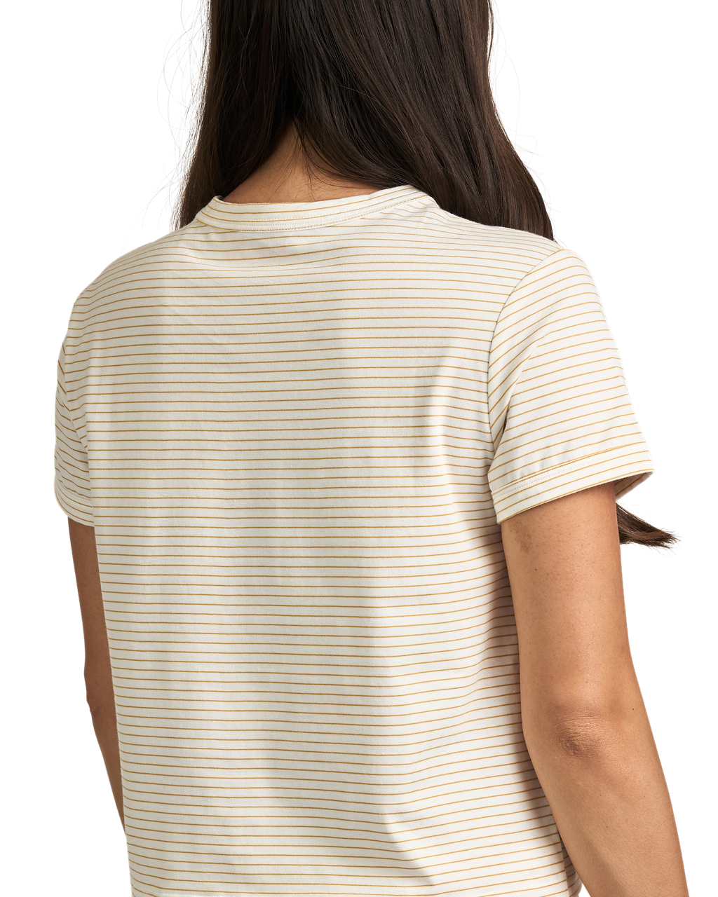 Cropped Striped Tee - White/Yellow