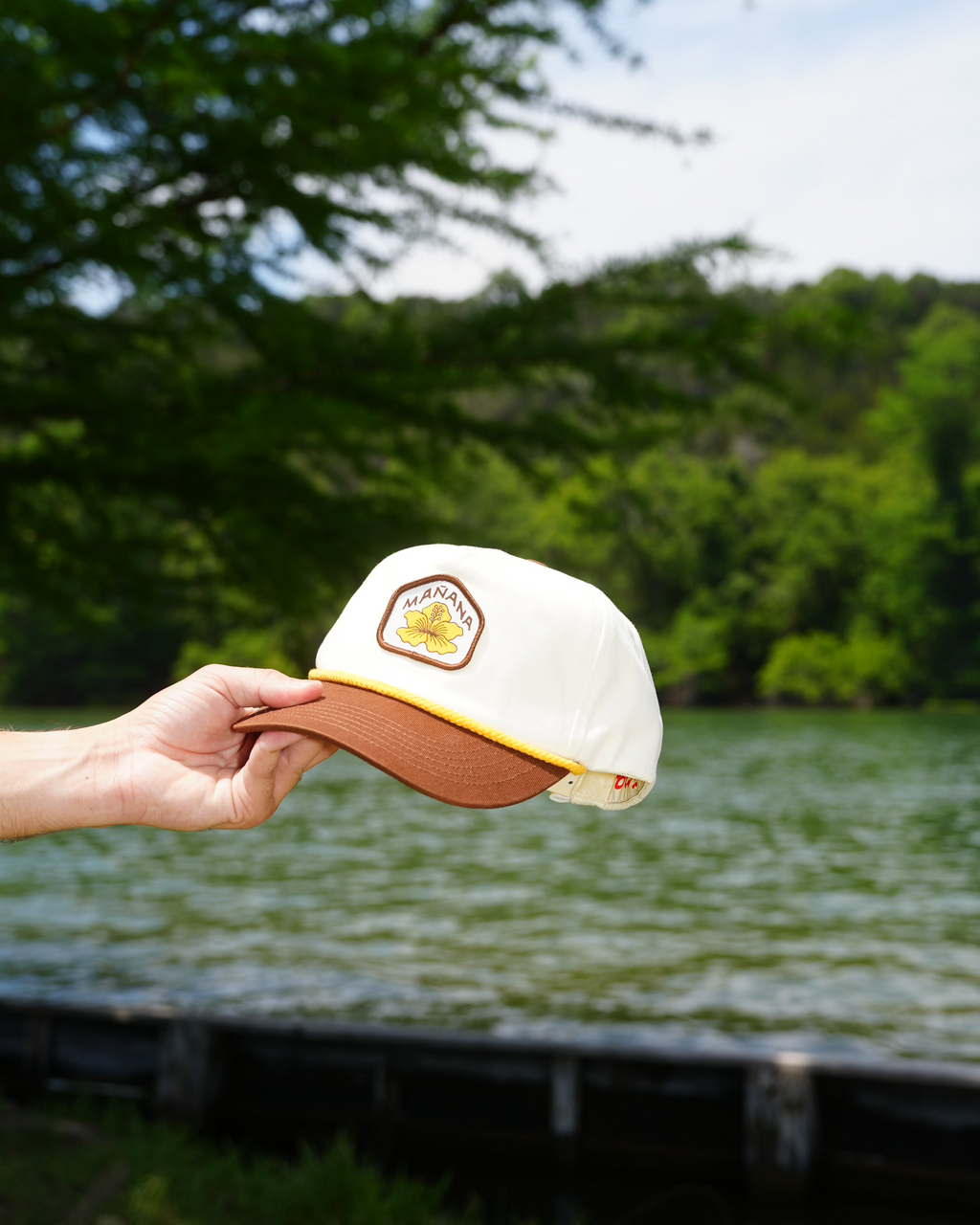Hibiscus Twill Hat - Off White / Brown